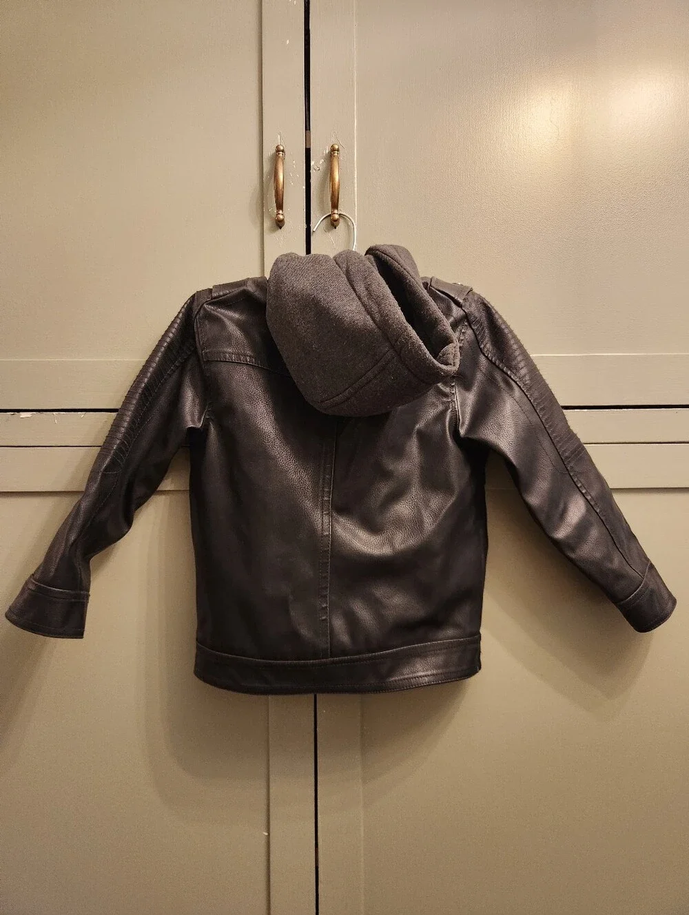 Urban Republic Boys Black Faux Leather Jacket with Zip Pockets